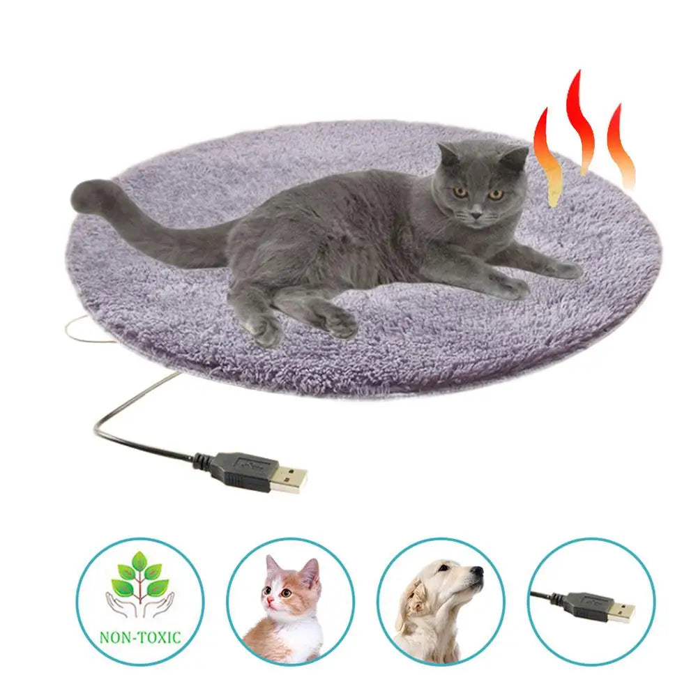 Tapis chauffant électrique pour animaux de compagnie, couverture d'hiver pour chien et chat, lit chauffant électrique, tapis en peluche, chargeur USB, couverture de couchage pour voyage panier chien