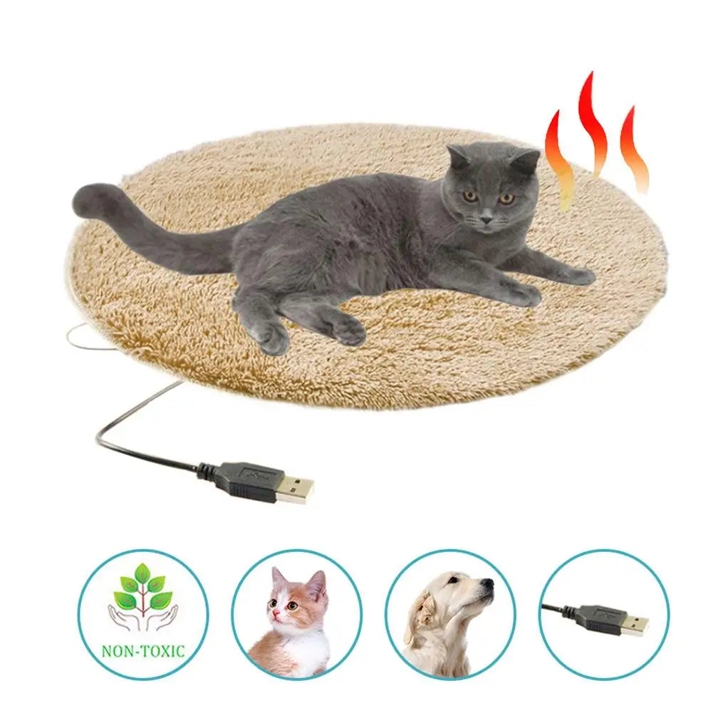 Tapis chauffant électrique pour animaux de compagnie, couverture d'hiver pour chien et chat, lit chauffant électrique, tapis en peluche, chargeur USB, couverture de couchage pour voyage panier chien