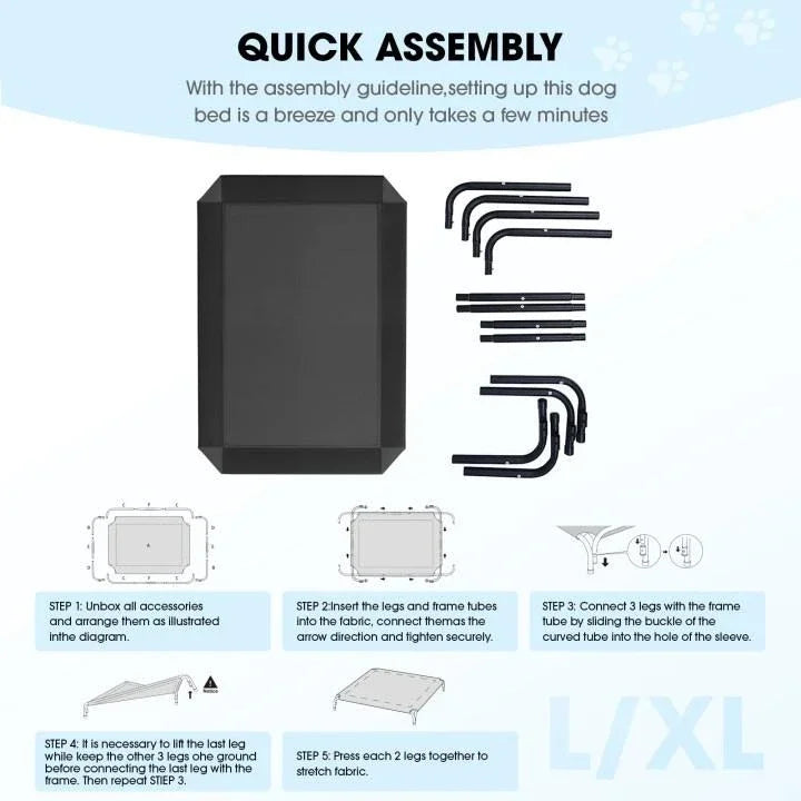 Lit surélevé pour grands chiens, lit rafraîchissant pour animaux de compagnie, maille respirante, cadre Durable, facile à nettoyer, lit surélevé pour animaux de compagnie, intérieur et extérieur, maison