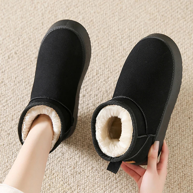 Maison pantoufle plate-forme botte de neige nuage femmes tongs hiver chaud en peluche intérieur maison chaussures floue femme fourrure salon