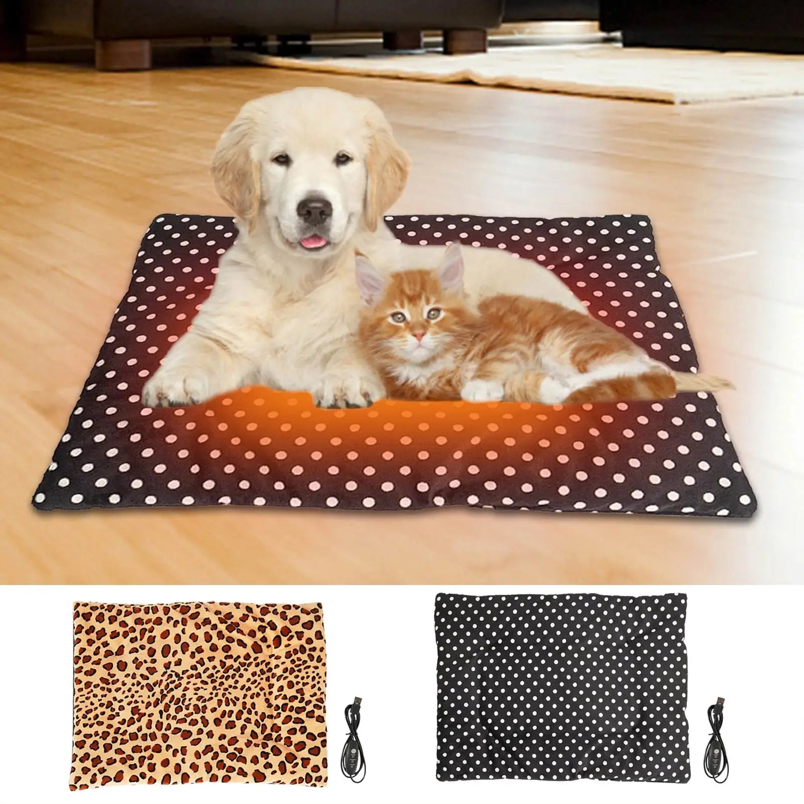 Coussin chauffant électrique pour animal de compagnie, lit en polymère chaud, température intérieure réglable, 3 vitesses, USB, chiens, chats, chiots