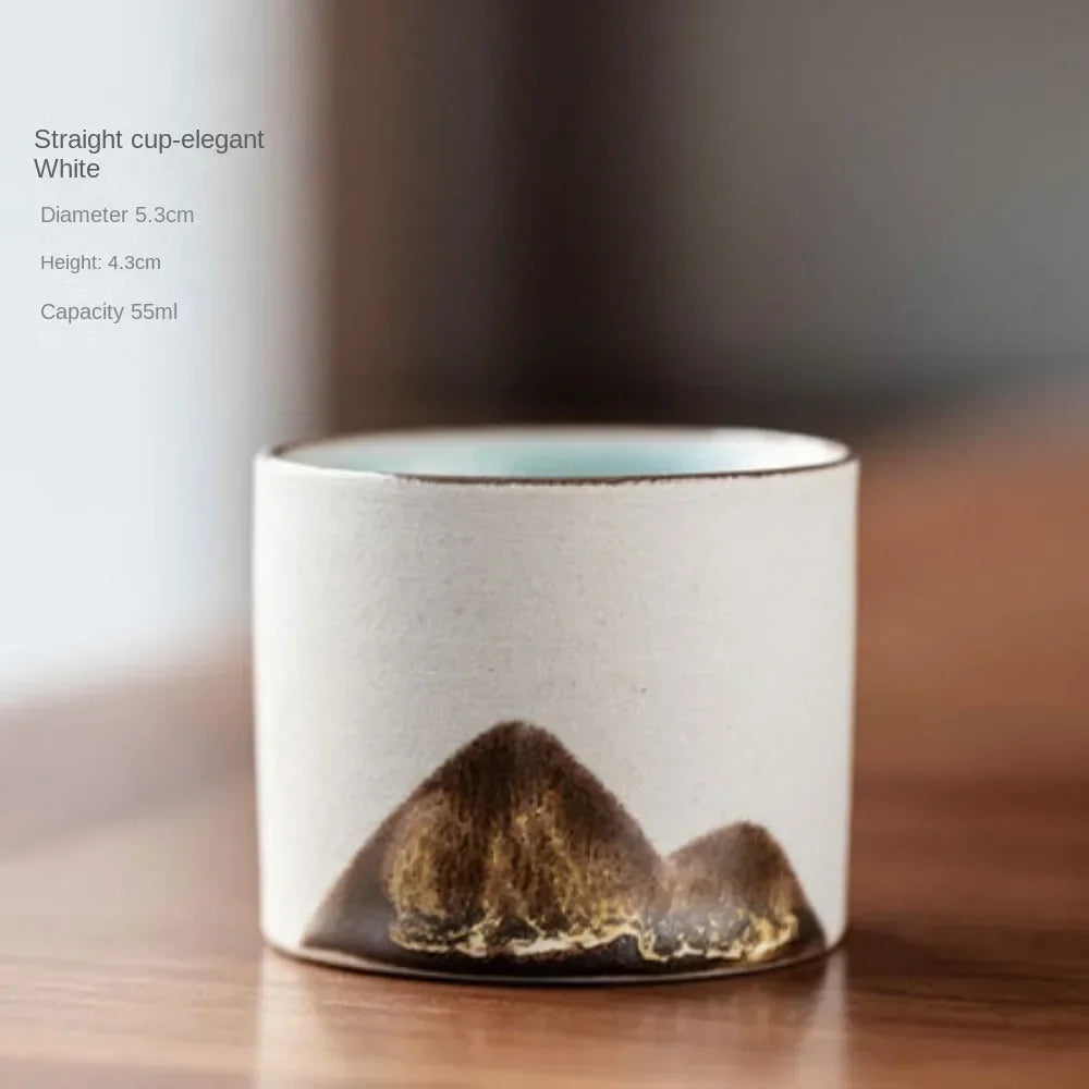 Tasse à Café en Céramique Artisanale avec Manche en Bois – Style Rétro