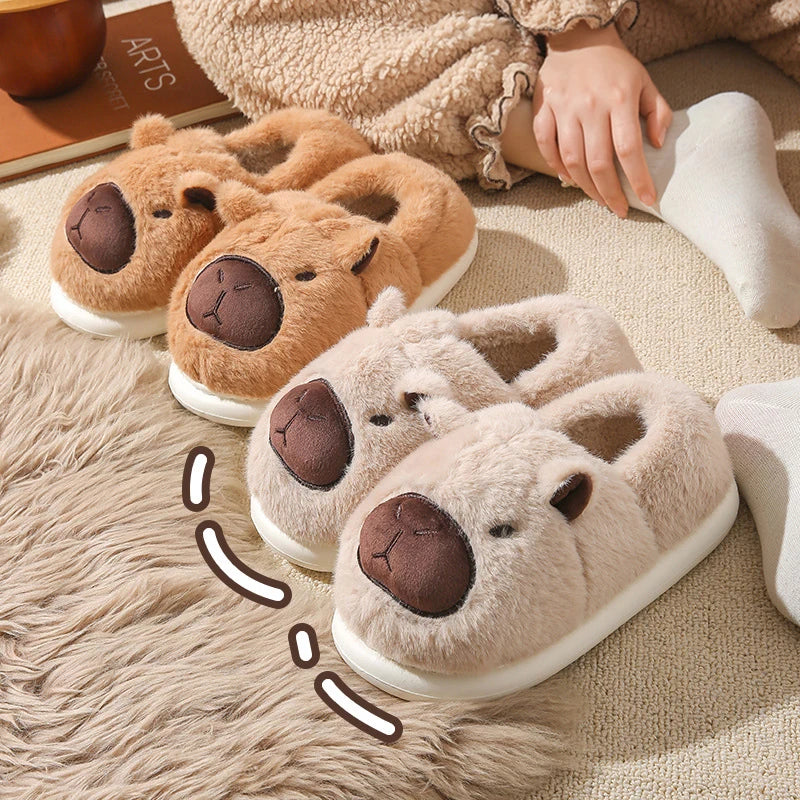 Pantoufles Capybara en Peluche – Chaussons Doux & Antidérapants