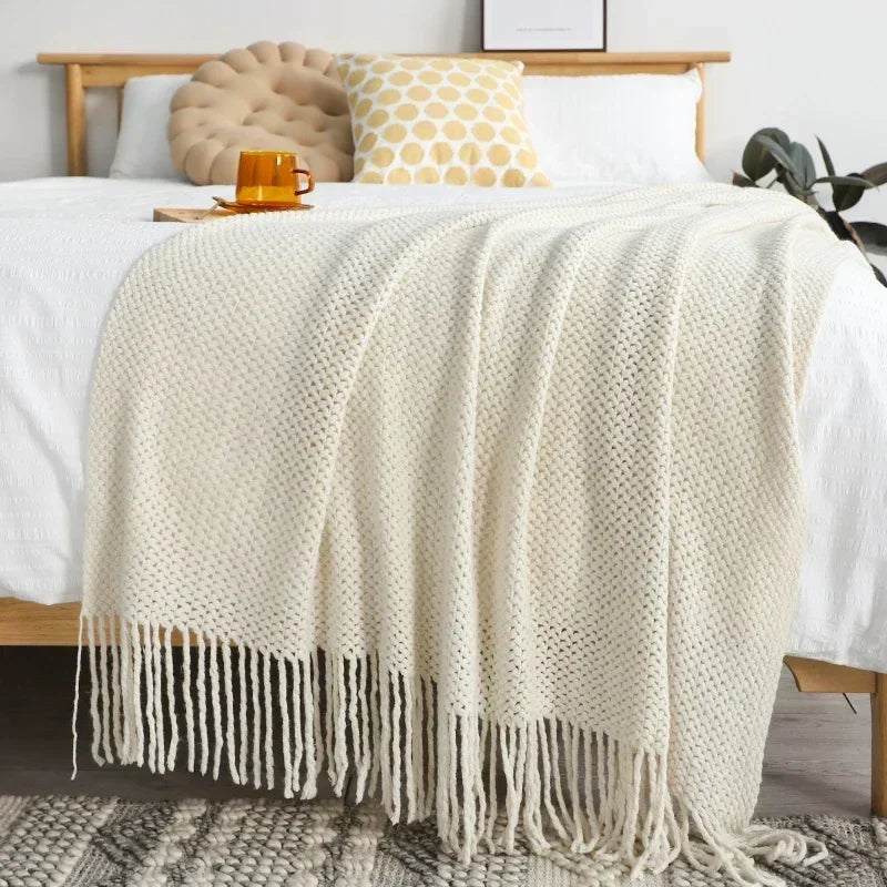 Couverture de jet américain, couvre-lit, couverture en laine, couvre-lit, châle, couvre-lit, housse de canapé paresseux, serviette de bout de lit, décoration d'intérieur
