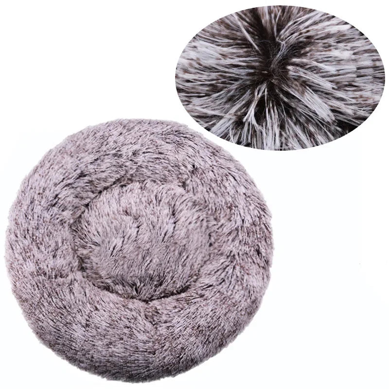 Lit rond en peluche super doux pour animaux de compagnie, lit pour grand chien, maison pour chat, long, moyen, sommeil chaud, hiver, 40-90cm