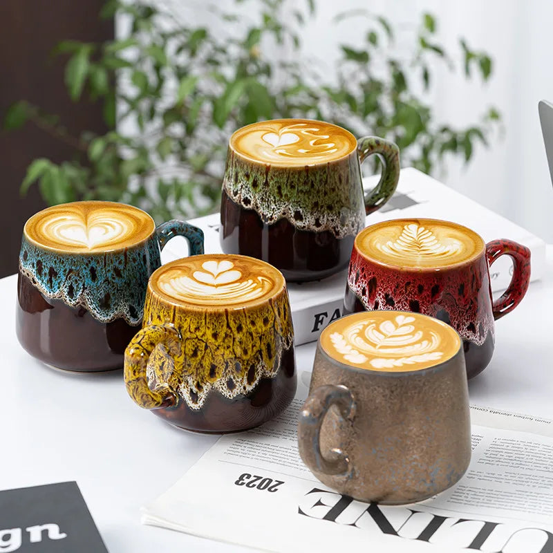 Tasse Rétro en Argile 350ml – Style Créatif pour Café ou Thé