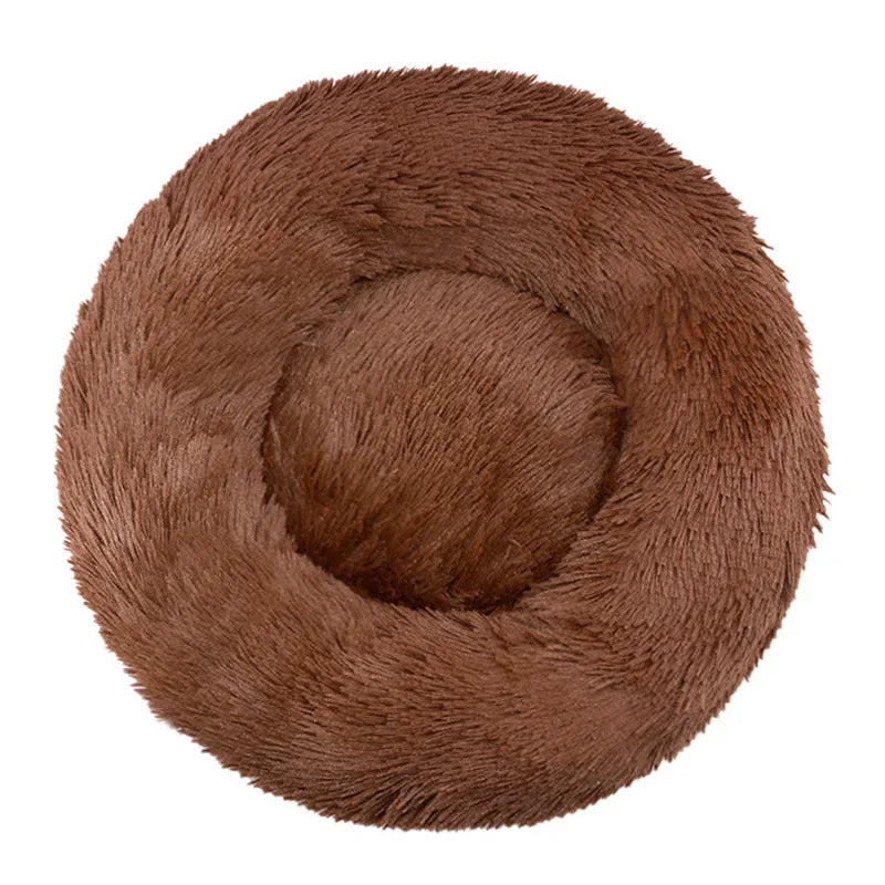 Lit rond en peluche super doux pour animaux de compagnie, lit pour grand chien, maison pour chat, long, moyen, sommeil chaud, hiver, 40-90cm