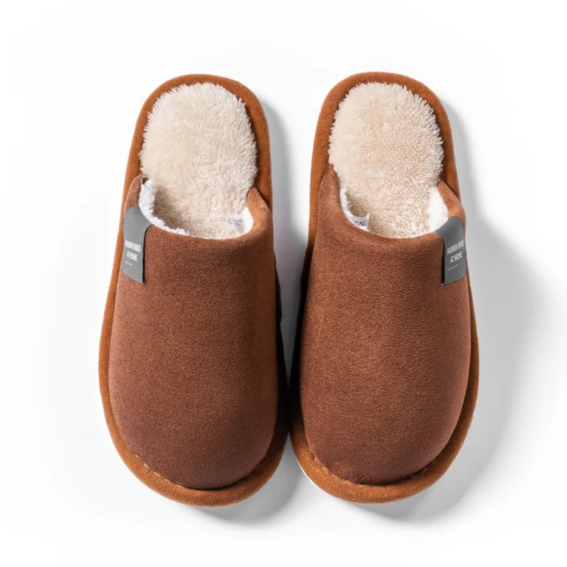Hiver chaud pantoufles hommes maison antidérapant chaussures souples confortable talon plat maison intérieure chambre en peluche pantoufles chambre femme chaussures