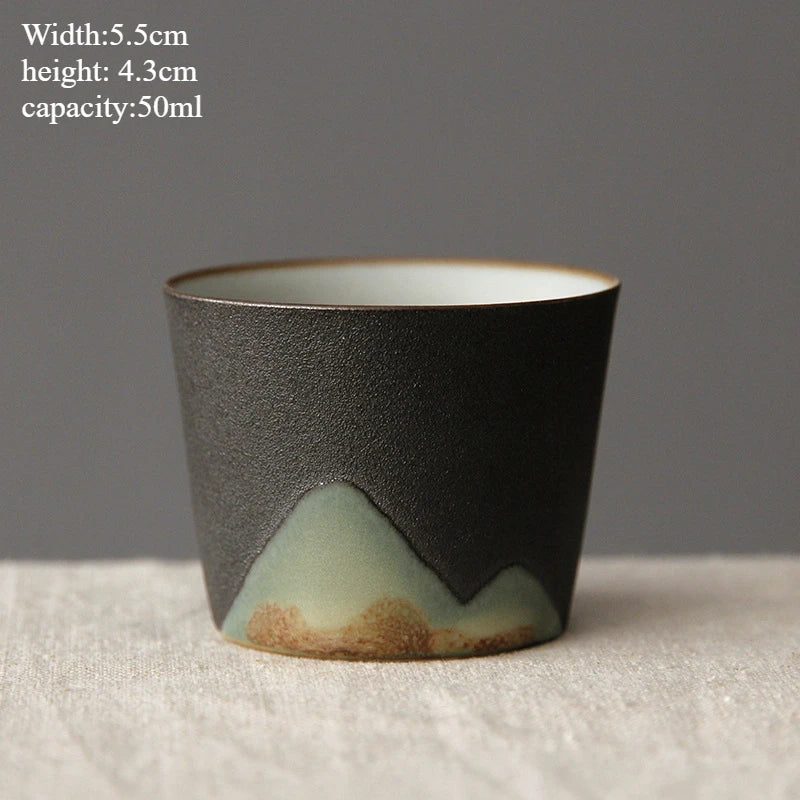 Tasse à Café en Céramique Artisanale avec Manche en Bois – Style Rétro