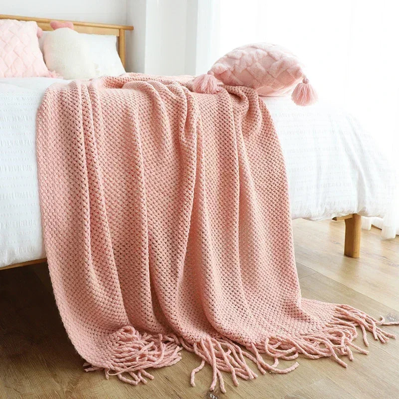 Couverture de jet américain, couvre-lit, couverture en laine, couvre-lit, châle, couvre-lit, housse de canapé paresseux, serviette de bout de lit, décoration d'intérieur