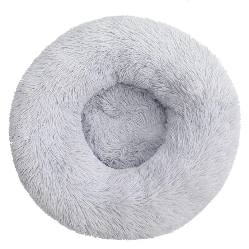 Lit rond en peluche super doux pour animaux de compagnie, lit pour grand chien, maison pour chat, long, moyen, sommeil chaud, hiver, 40-90cm
