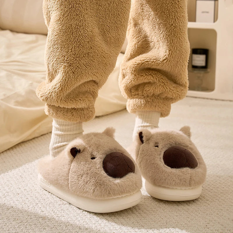 Pantoufles Capybara en Peluche – Chaussons Doux & Antidérapants