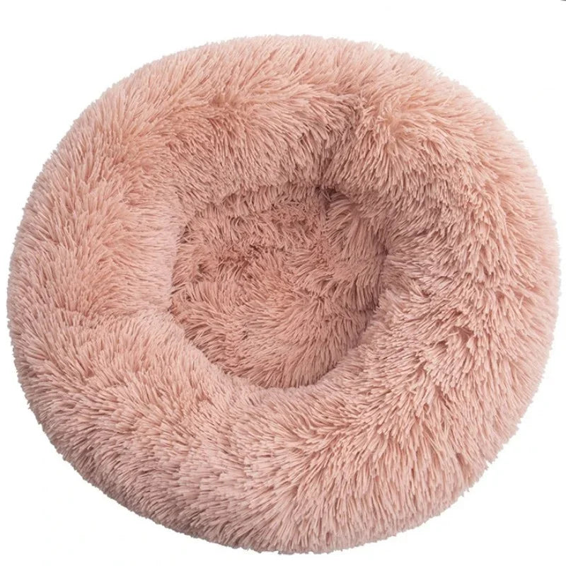 Lit rond en peluche super doux pour animaux de compagnie, lit pour grand chien, maison pour chat, long, moyen, sommeil chaud, hiver, 40-90cm
