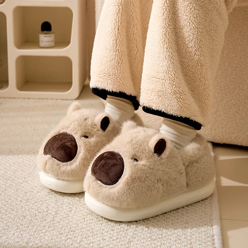 Pantoufles Capybara en Peluche – Chaussons Doux & Antidérapants