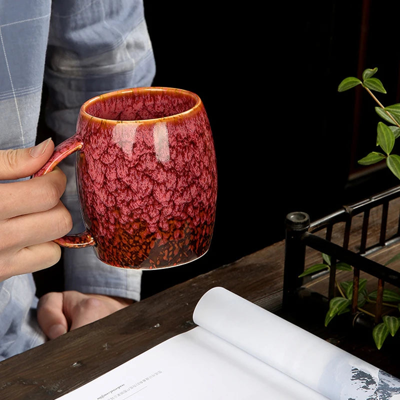 Tasse Créative en Céramique Émaillée 400 ml – Changement de Couleur Rétro