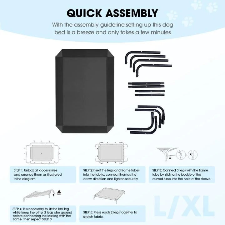 Lit surélevé pour grands chiens, lit rafraîchissant pour animaux de compagnie, maille respirante, cadre Durable, facile à nettoyer, lit surélevé pour animaux de compagnie, intérieur et extérieur, maison