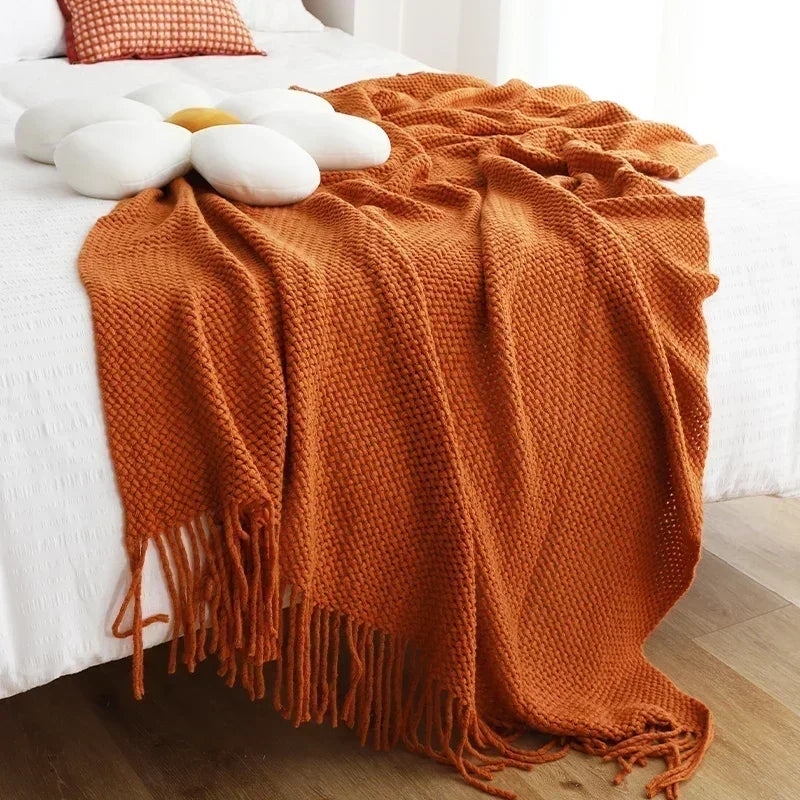 Couverture de jet américain, couvre-lit, couverture en laine, couvre-lit, châle, couvre-lit, housse de canapé paresseux, serviette de bout de lit, décoration d'intérieur