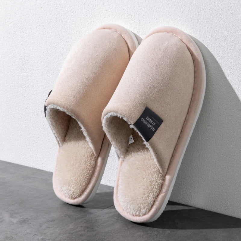 Hiver chaud pantoufles hommes maison antidérapant chaussures souples confortable talon plat maison intérieure chambre en peluche pantoufles chambre femme chaussures