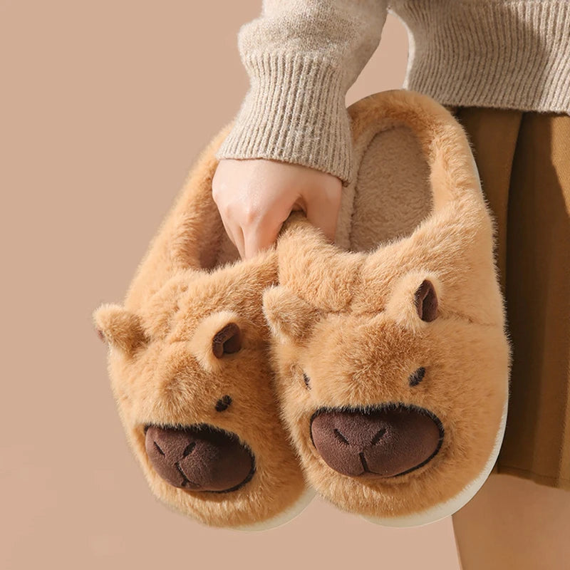 Pantoufles Capybara en Peluche – Chaussons Doux & Antidérapants