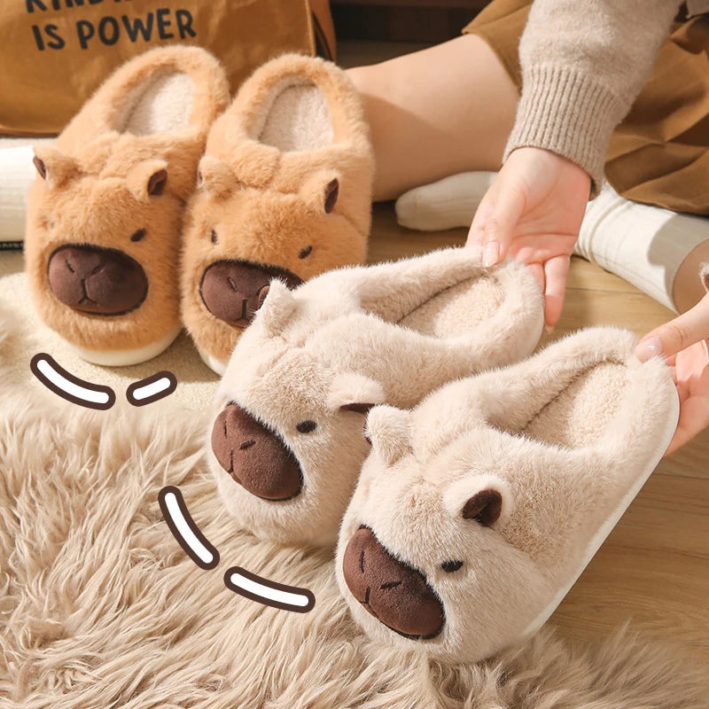 Pantoufles Capybara en Peluche – Chaussons Doux & Antidérapants