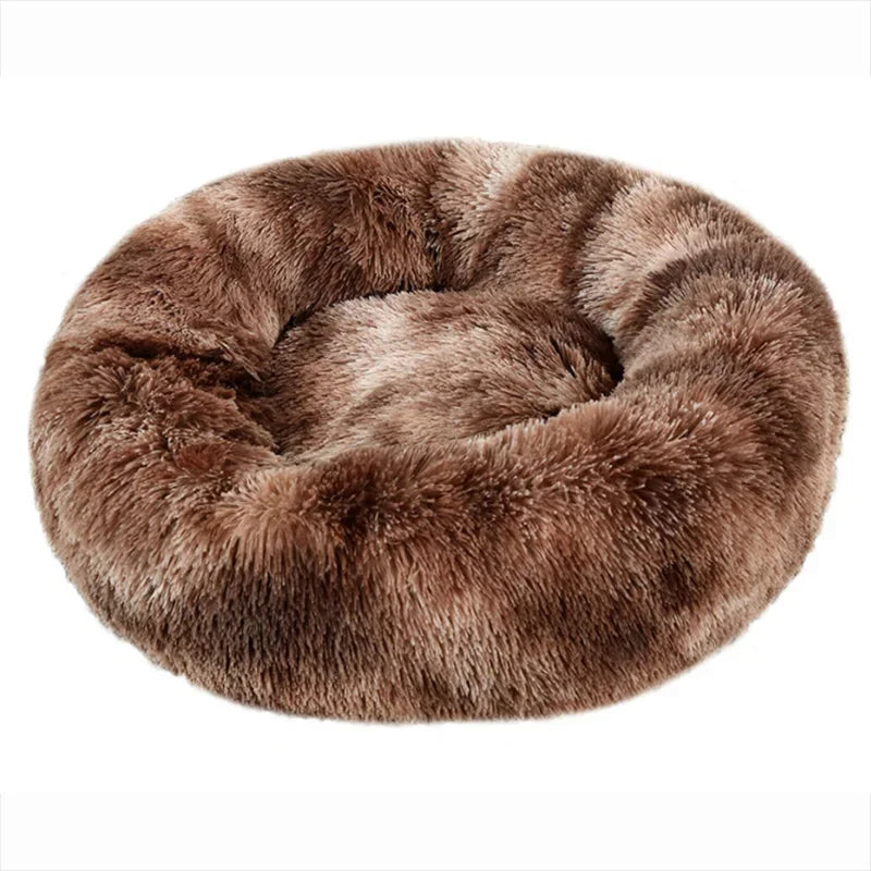 Lit rond en peluche super doux pour animaux de compagnie, lit pour grand chien, maison pour chat, long, moyen, sommeil chaud, hiver, 40-90cm