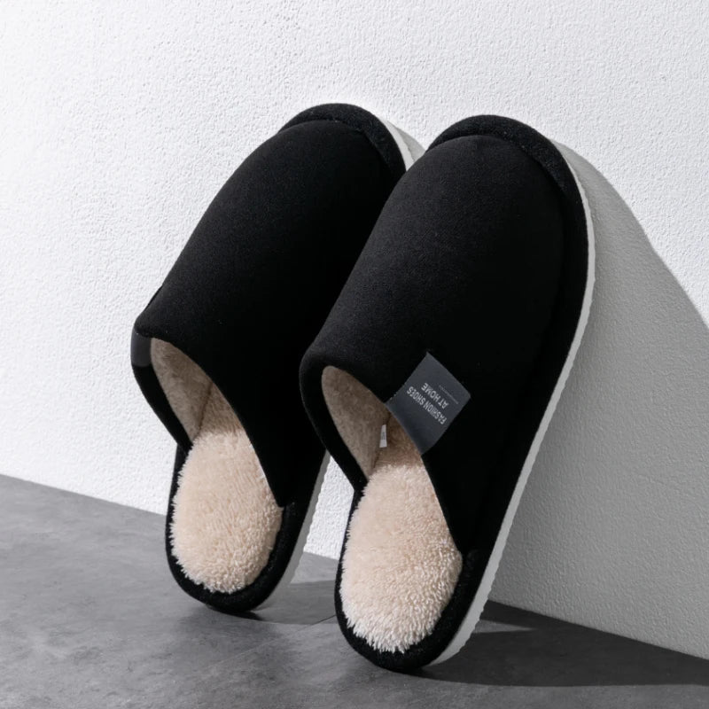 Hiver chaud pantoufles hommes maison antidérapant chaussures souples confortable talon plat maison intérieure chambre en peluche pantoufles chambre femme chaussures