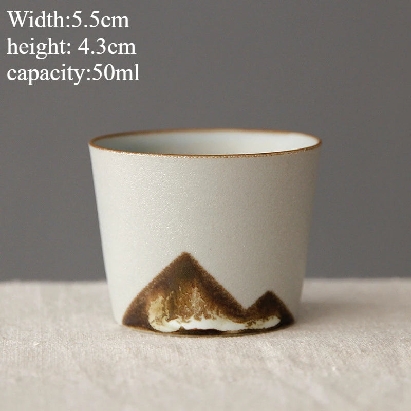 Tasse à Café en Céramique Artisanale avec Manche en Bois – Style Rétro