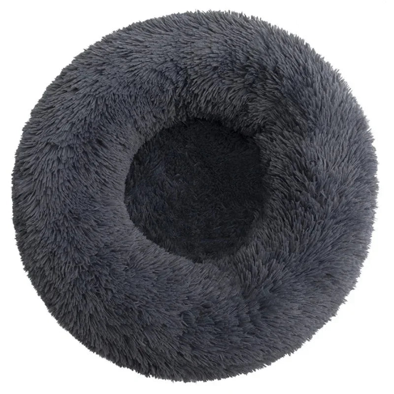 Lit rond en peluche super doux pour animaux de compagnie, lit pour grand chien, maison pour chat, long, moyen, sommeil chaud, hiver, 40-90cm